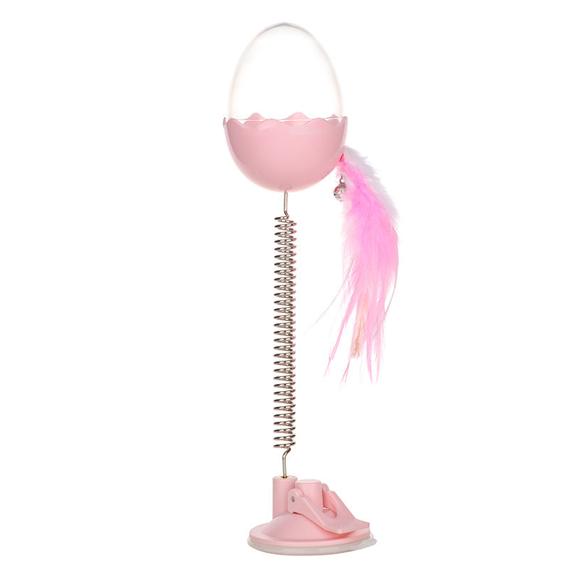 Cat spring feather leaking ball toy