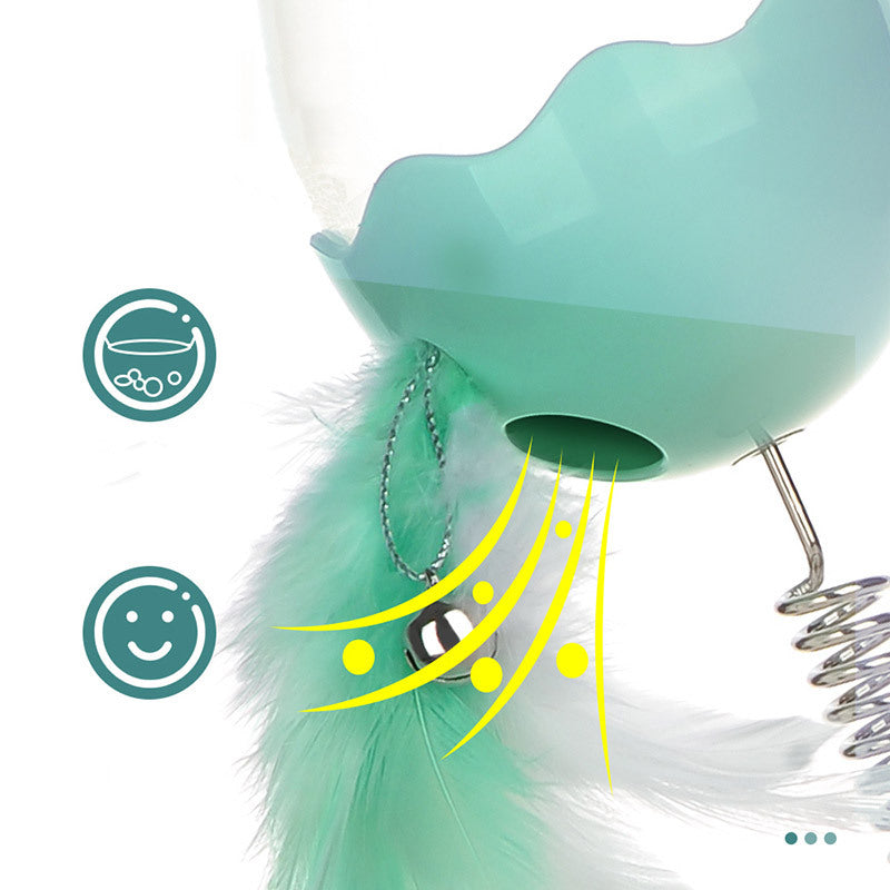 Cat spring feather leaking ball toy