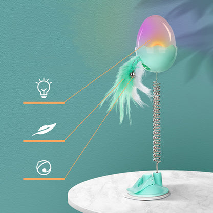 Cat spring feather leaking ball toy