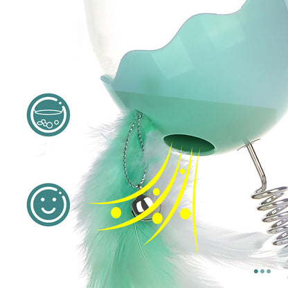 Cat spring feather leaking ball toy