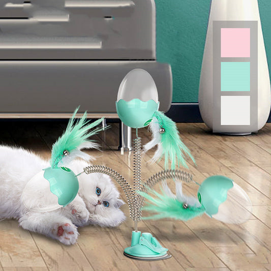 Cat spring feather leaking ball toy